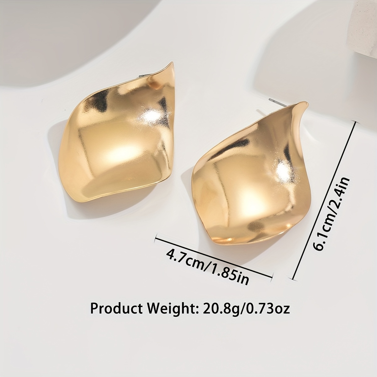 Irregular Large Stud Earrings, Exaggerated Golden Accessory