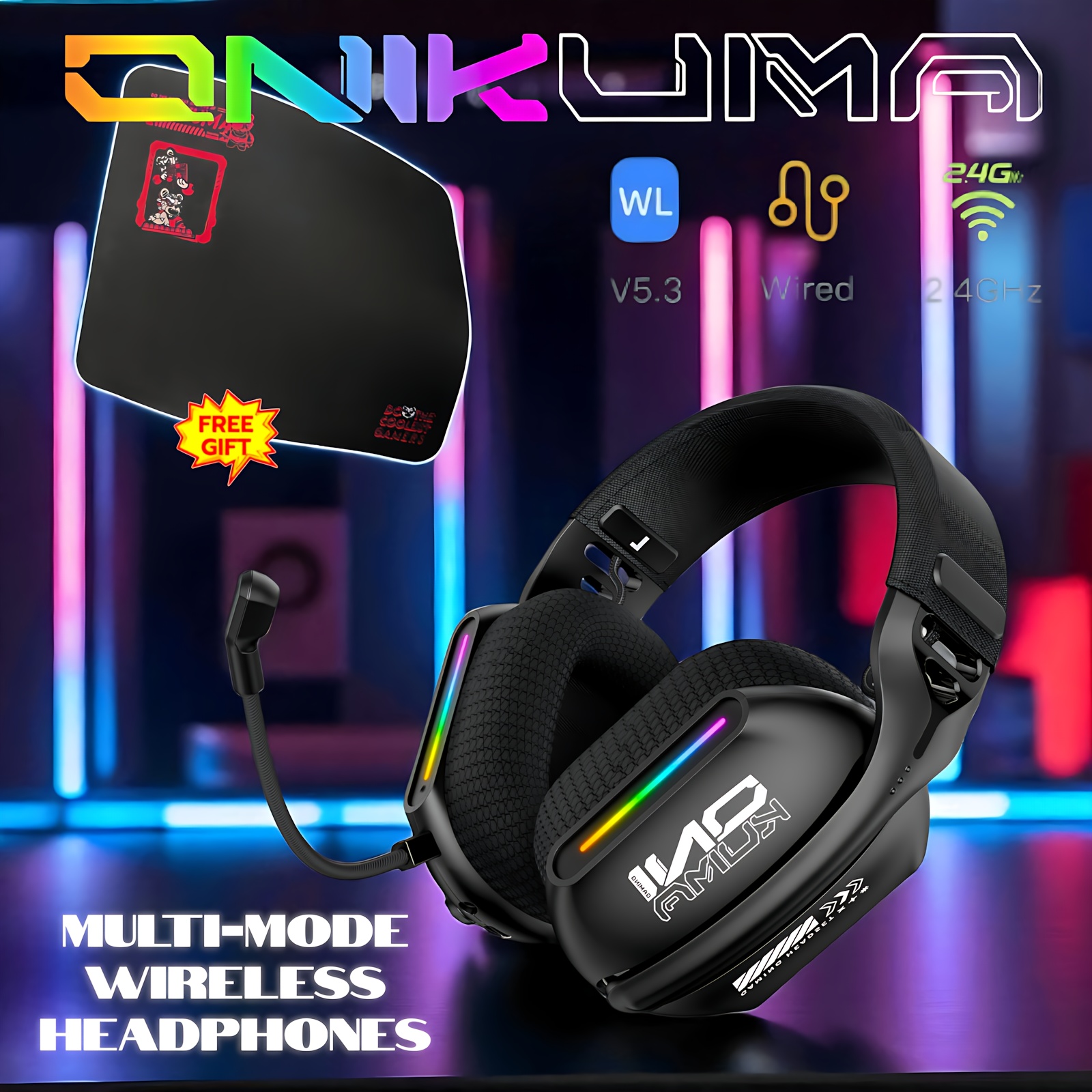 Onikuma Wireless Gaming Earbuds, Low Latency Wireless 5.3 Headset, 2.4g Dual Connection Enc Microphone, , Gaming/ Headset, Compatible With Pc, Ps5, Ps4, Switch, Vr