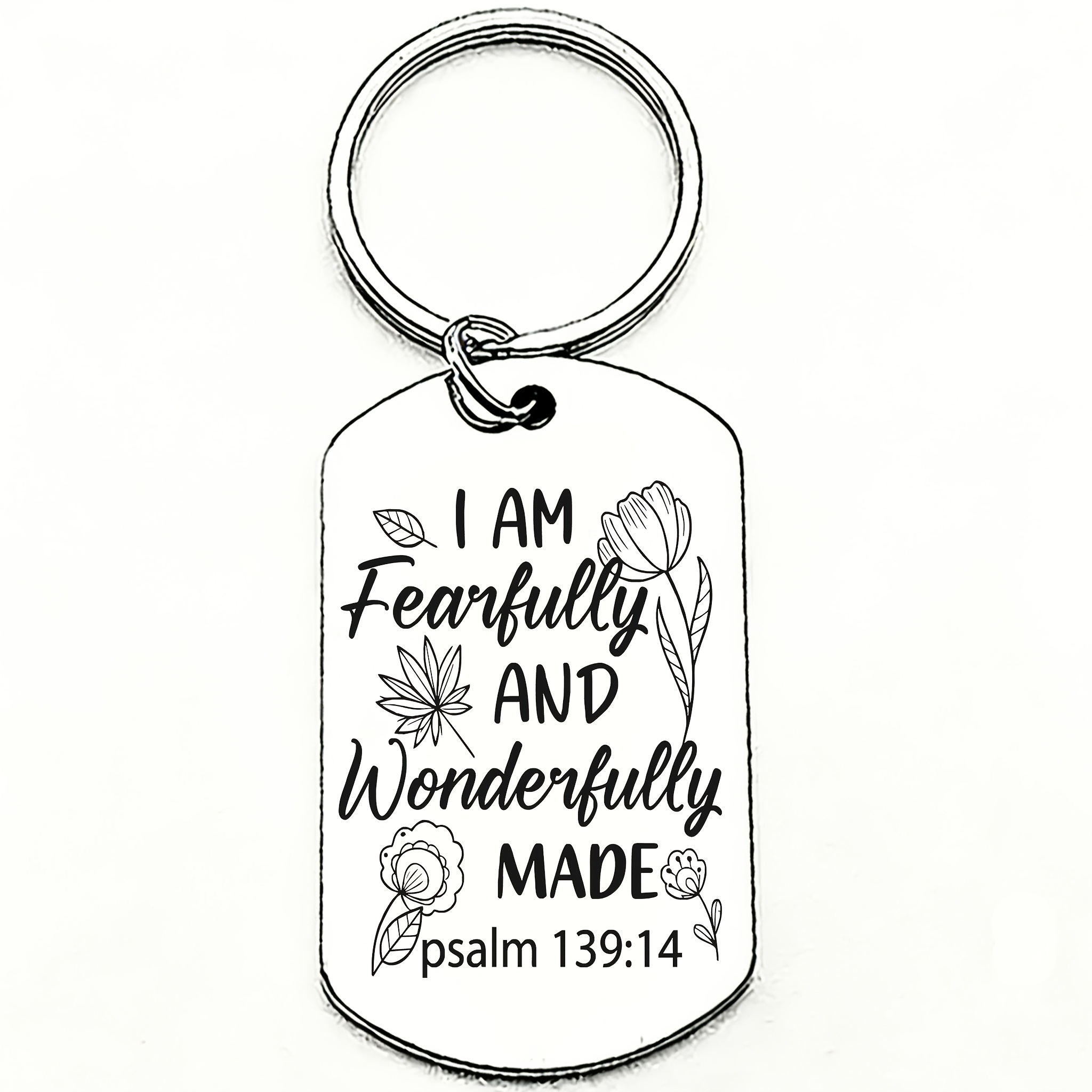 TEMU "i Am Fearfully And Psalm 139:14" Bible Verse And Line Art Design, Christian Keychain - Unisex Self-affirmation Inspirational Gift, Suitable For
