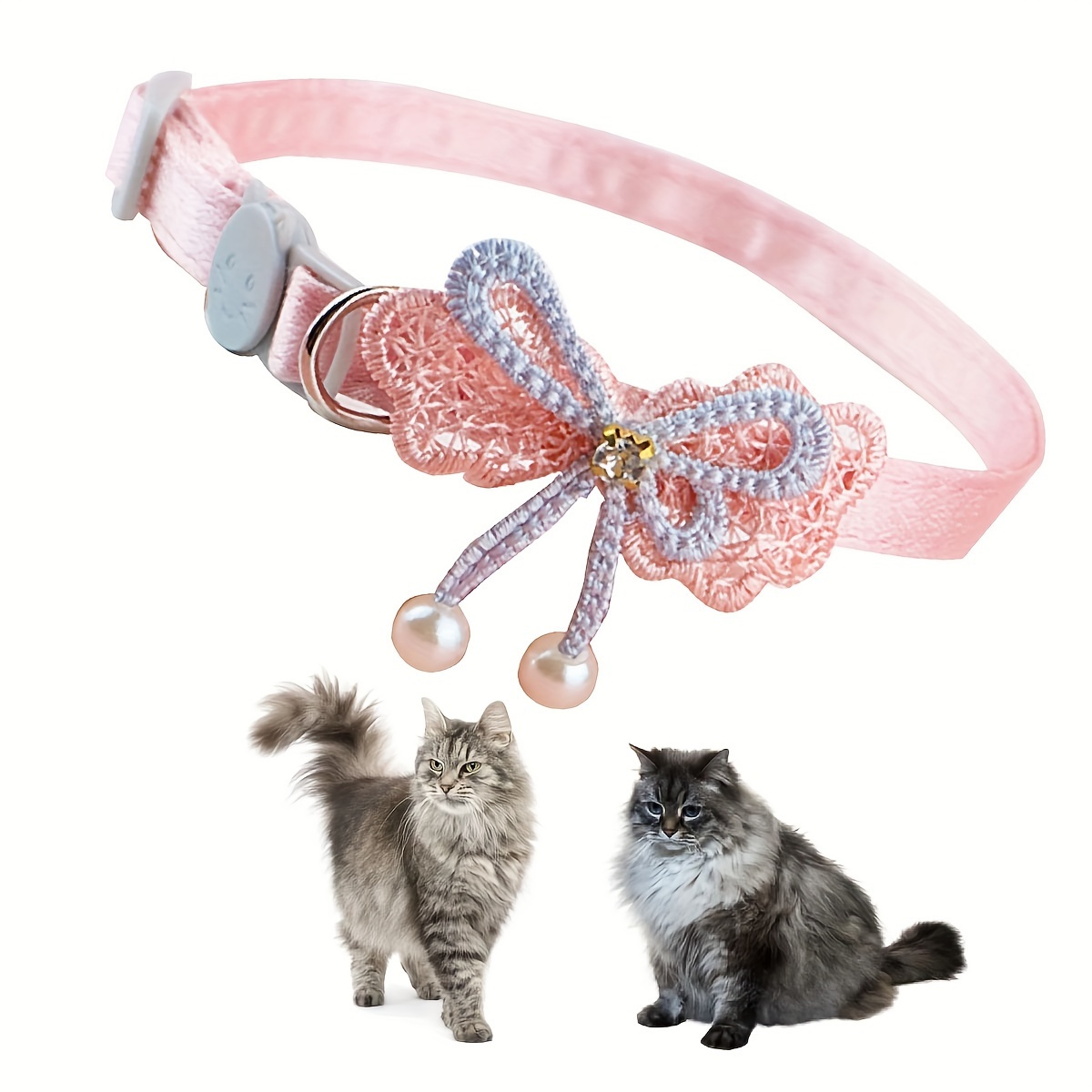 chic adjustable cat collar with lace bow tie soft comfortable polyester for everyday party wear Product details 3