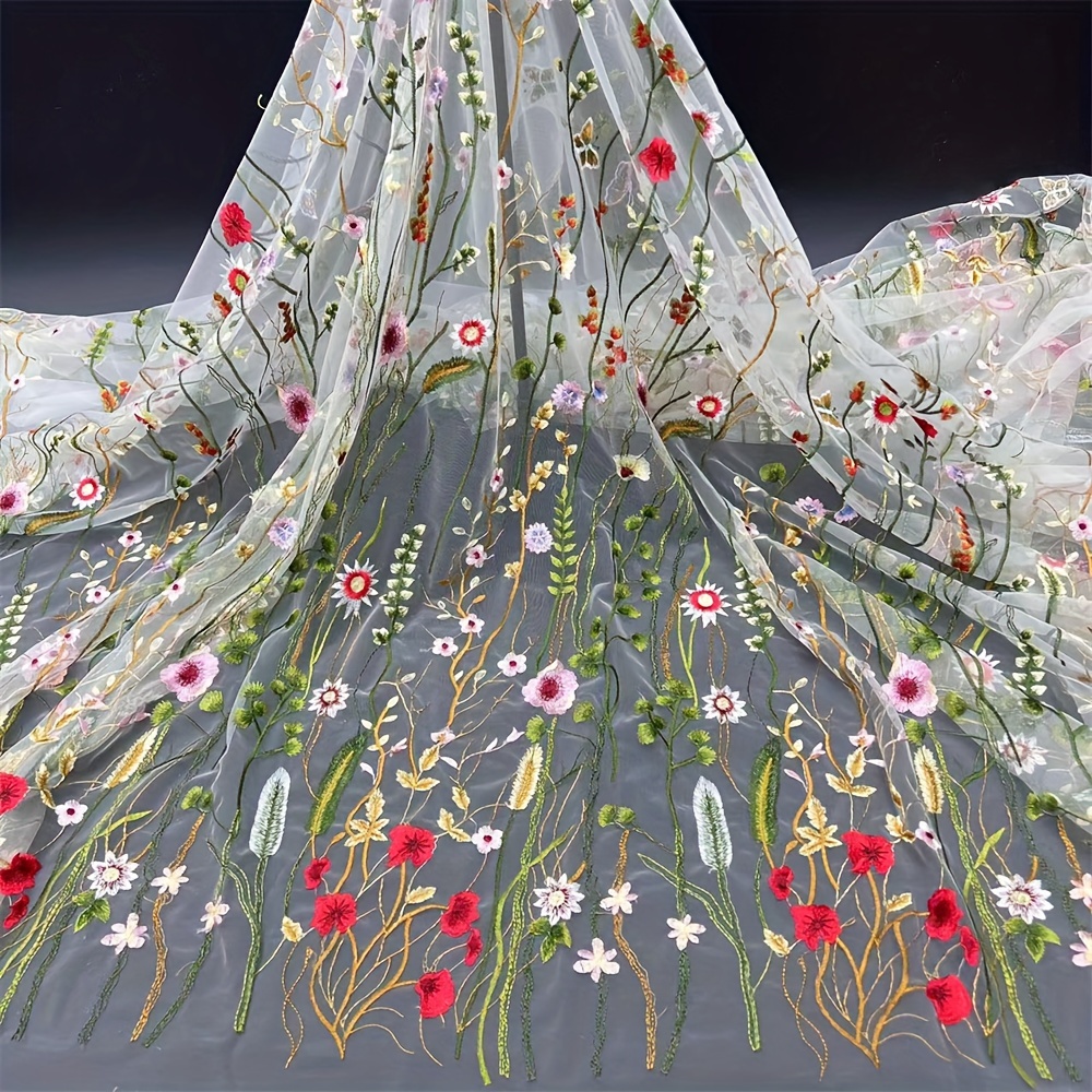 1pc Of Mesh Embroidery Fabric, Transparent Mesh, Soft Decorative Fabric, Hand-stitched Diy Fabric