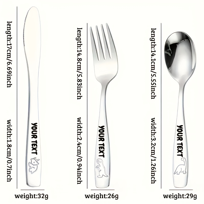 personalized stainless steel cutlery set   name   12 dinosaur pattern set including knife   and teaspoon suitable for   dining and special occasions Product details 1