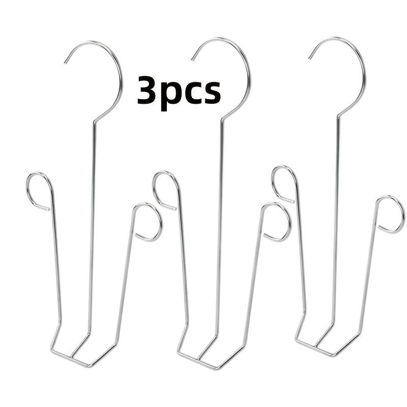 TEMU 3pcs Stainless Steel Drying Racks, Hanging Shoe Holders, Space-saving Windproof Design, Non-slip Rubber Tips And Rust-resistant Clips For