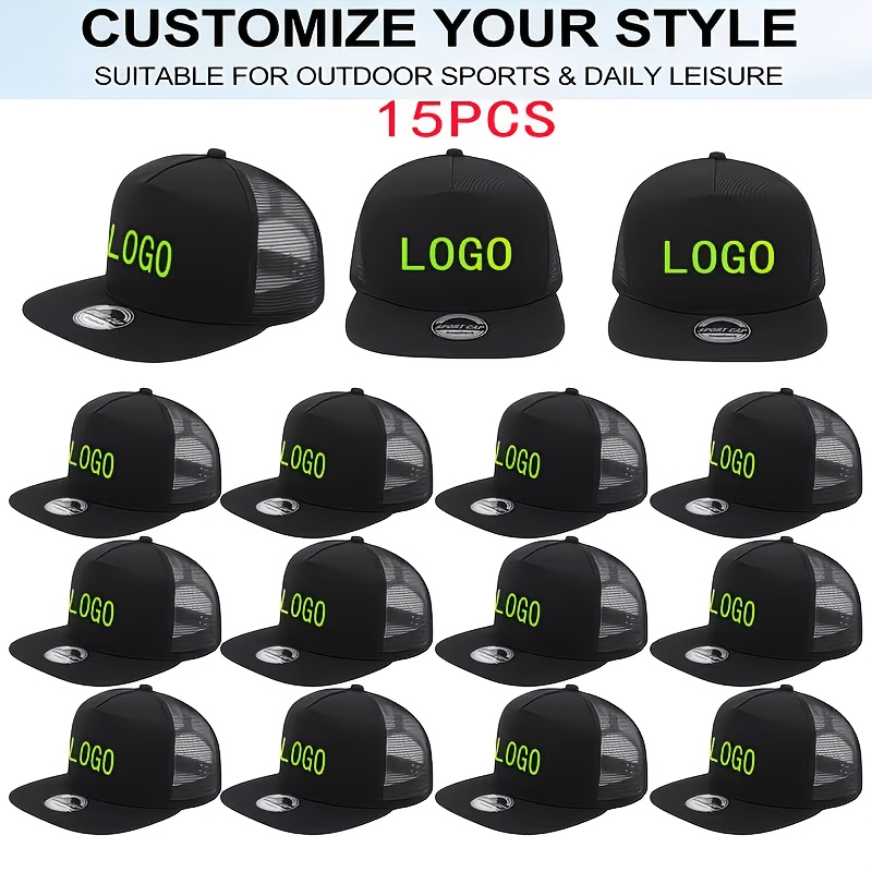 15pcs Personalized Retro Mesh Trucker Hats, Customizable
