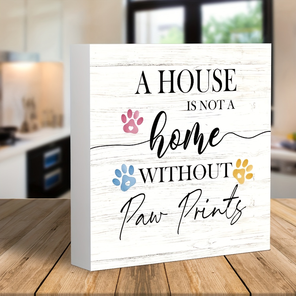 TEMU 2d Flat Printing, 1pc Modern Pvc Dog-themed Decorative Sign "a House Without A Home" With Colorful - Durable Desktop Decor, Suitable For Home,