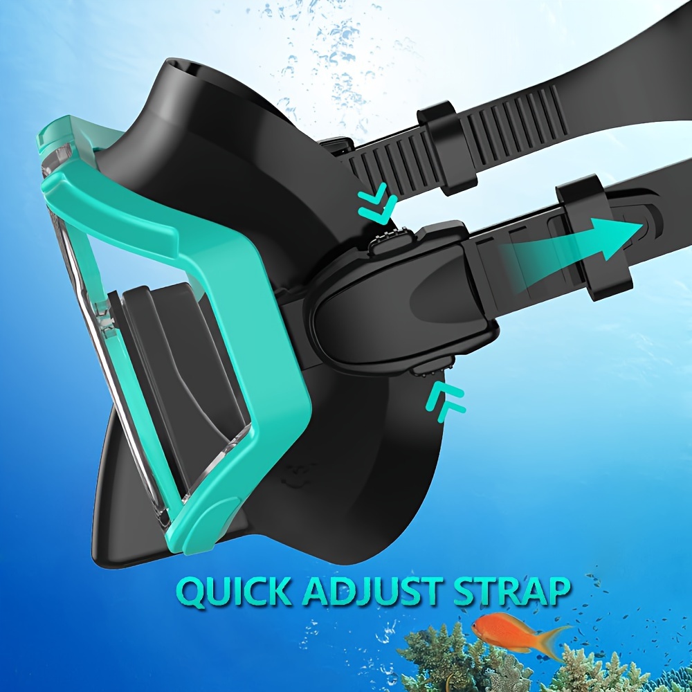 1pc Tri-Fin PC Lens Panoramic Wide Angle Adult Silicone Snorkeling Mask, Swimming Goggles, Leakproof, Easy Adjustment, Suitable for Snorkeling and Swimming Training