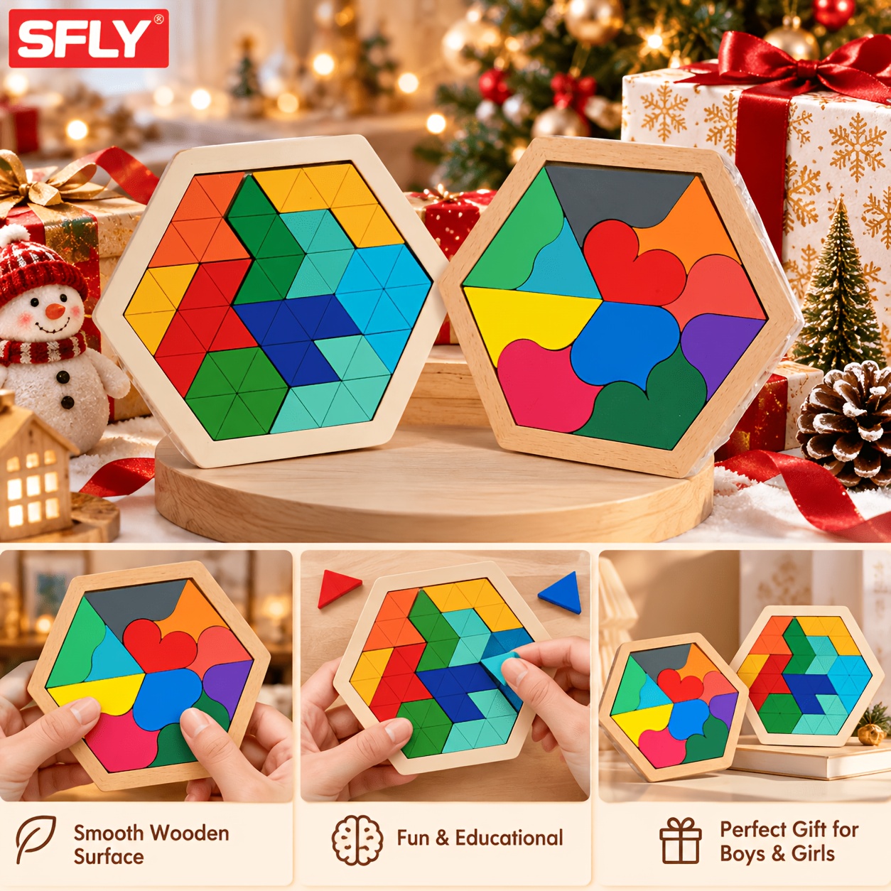 Wooden Pattern Set, Geometric Shape Puzzle