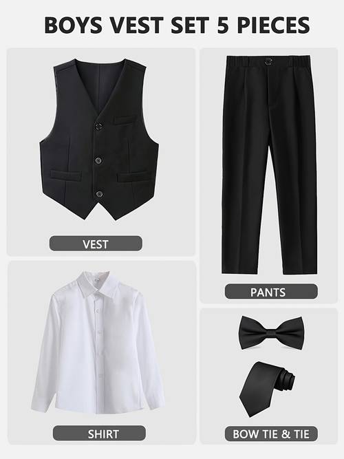 boys vest set formal dress suits wedding outfit dresswear