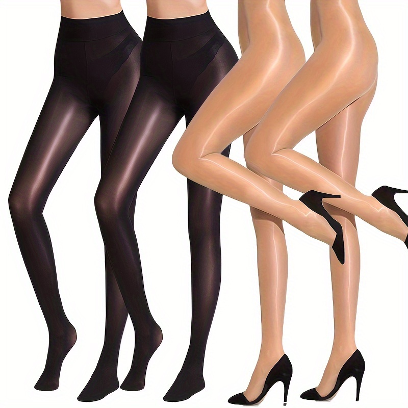 Image of 4 Pairs Of Firming, - Tights, Party-ready Shimmering Leggings, Stretchy Fashion Tights— For Spring And Summer Everyday Wear. Women's Stockings And Tights