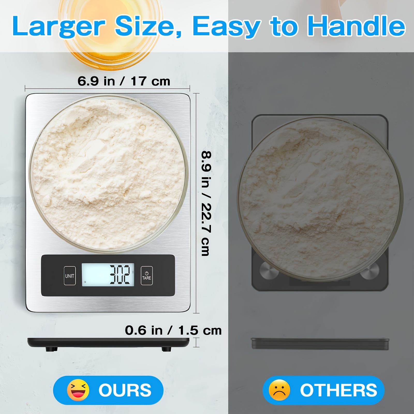 [High-Precision Digital Scale] 11Lb/5kg Digital Kitchen Scale - High-Precision Stainless Steel Platform with Dual Power, Large Display for Ounces, Grams & More - Perfect for Cooking, Baking & Meal Prep