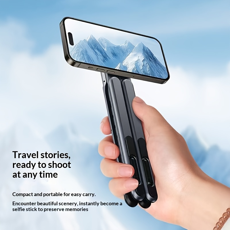 TEMU 3 In 1 Foldable Magnetic Phone Tripod Stand, Portable Aluminum Alloy Adjustable Holder For Tablet, , Air 10 To 16 Magnet Phone Mount Compatible