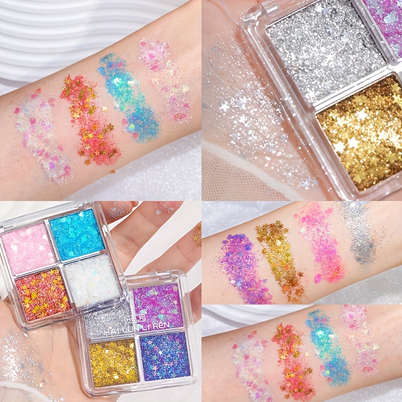 

New Big Sequins 4-color Eyeshadow Party Dance Stage Makeup Glitter Eyeshadow Palette Long-lasting Makeup