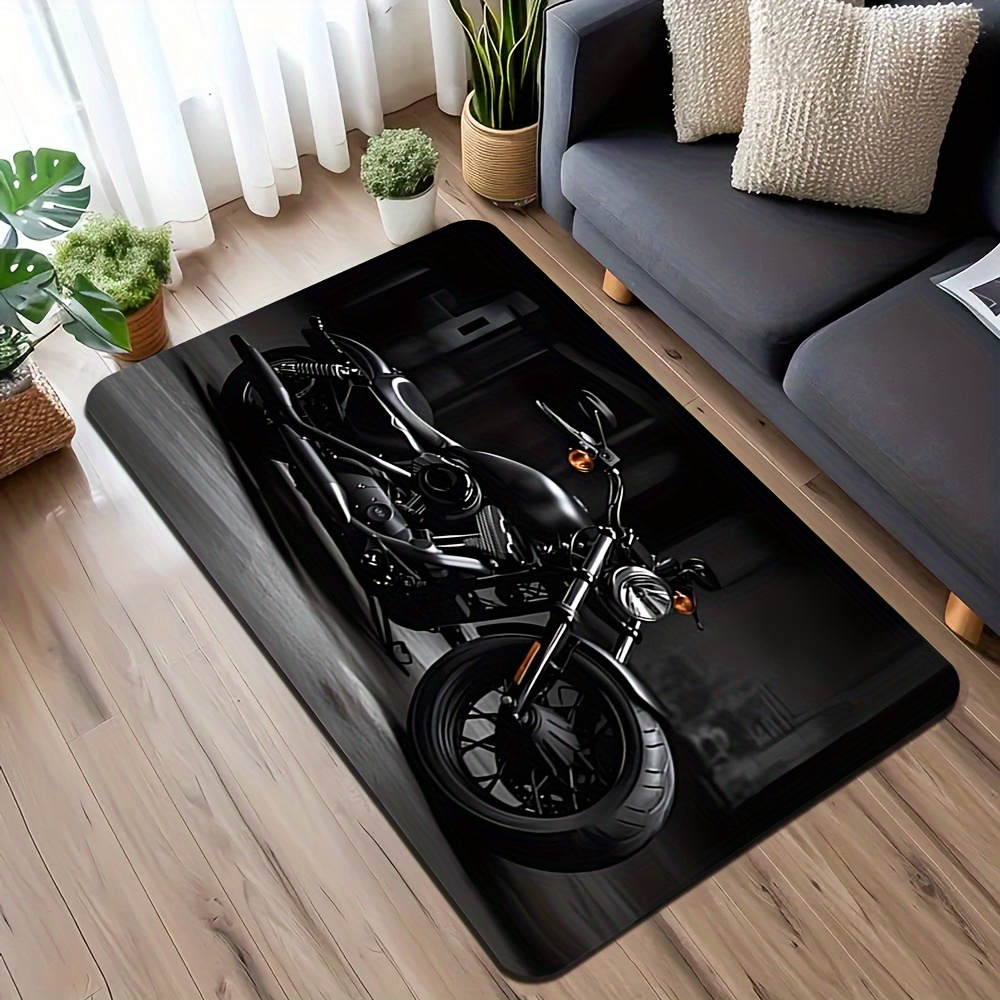 

Motorcycle Design Non-slip Doormat, Motorbike Pattern, Machine Washable Rectangle Floor Mat, Polyester Flannel With Skid-resistant Backing, Bathroom Tub Shower Carpet, Kitchen Runner Rug – Jit Series