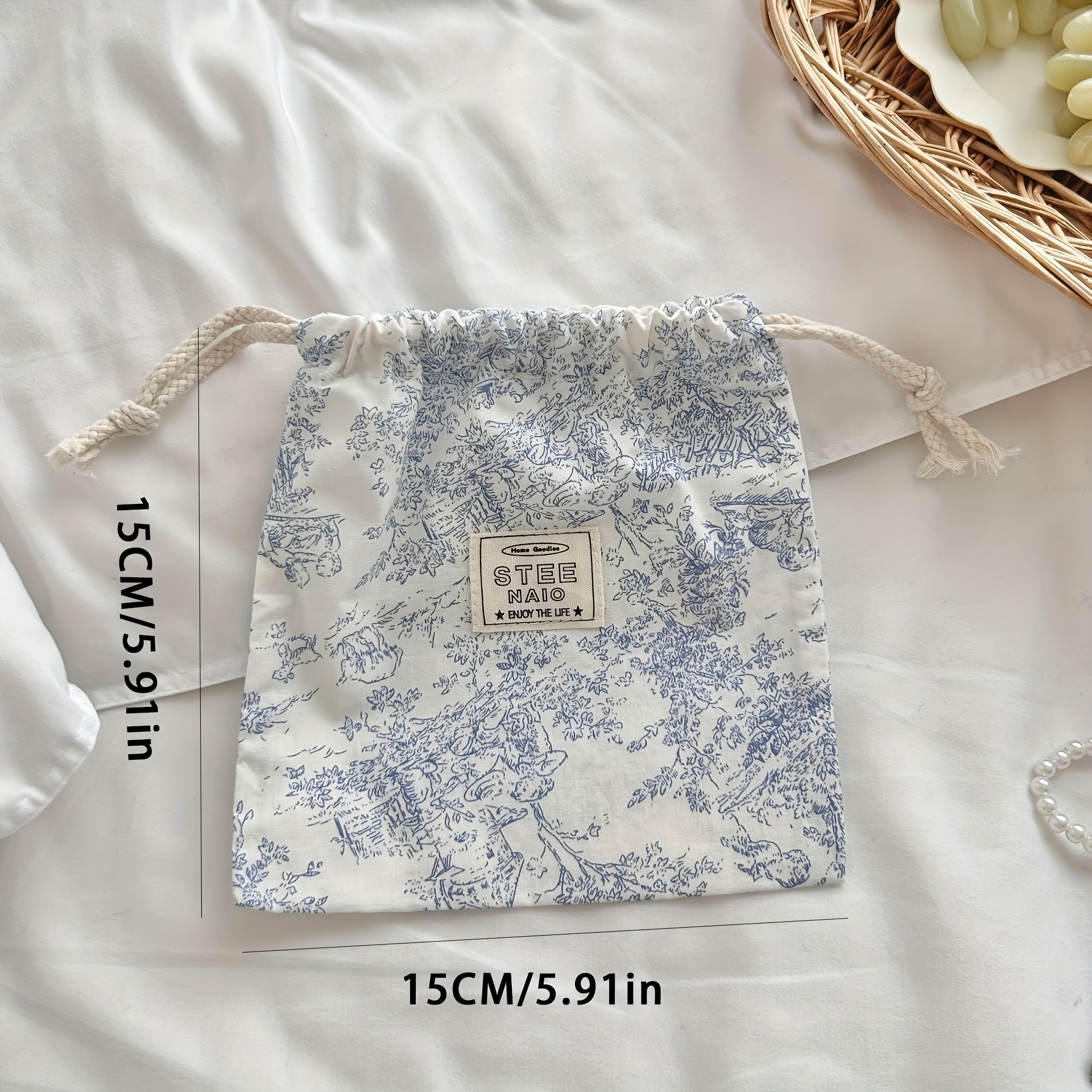 TEMU Floral Pattern Drawstring Storage Bag - Jewelry And Accessory Organizer, Options, Suitcase Built-in Organizer, Secure Closure Design, Palette,