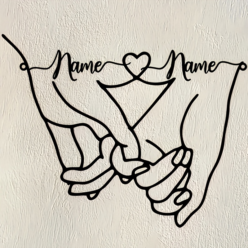 TEMU Custom Hand-holding Metal Wall Art - Vintage Style Featuring A Hand-holding Design, Perfect For Valentine's Day And Wedding Gifts, Customizable