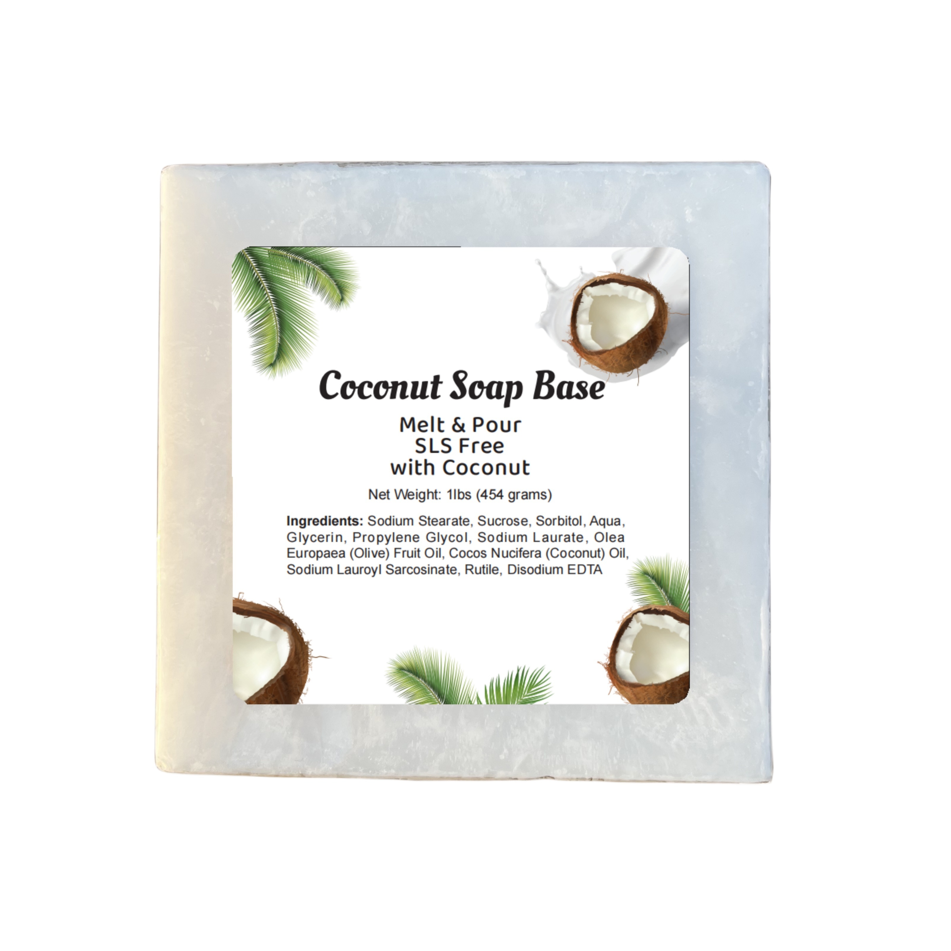 

1lb/454g Coconut Oil Melt And Pour Soap Base, Sls Free, Moisturizing Premium Glycerin Soap Base For Soap Making, Use With Soap Making Supplies