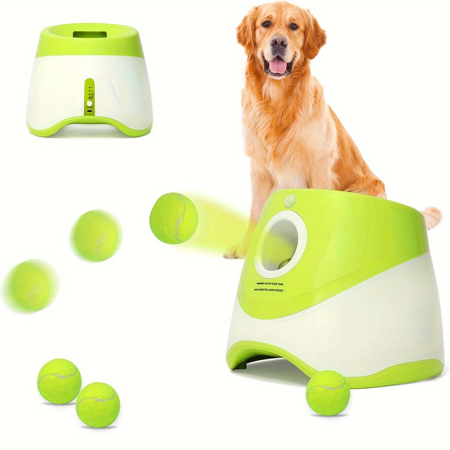 

Interactive Dog Ball Launcher - Usb Rechargeable, Automatic Tennis Thrower With 3 Balls For Outdoor Play