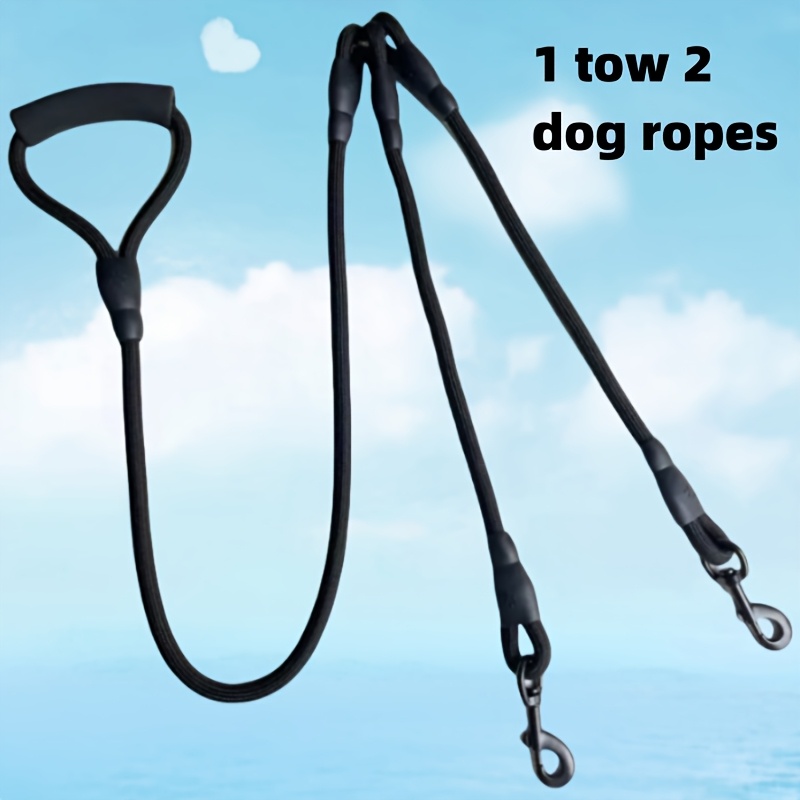 TEMU 1pc Adjustable 3-in-1 Dual Dog Leash With Soft Padded Handle - Walking , Training & , In Red, Black, And Blue