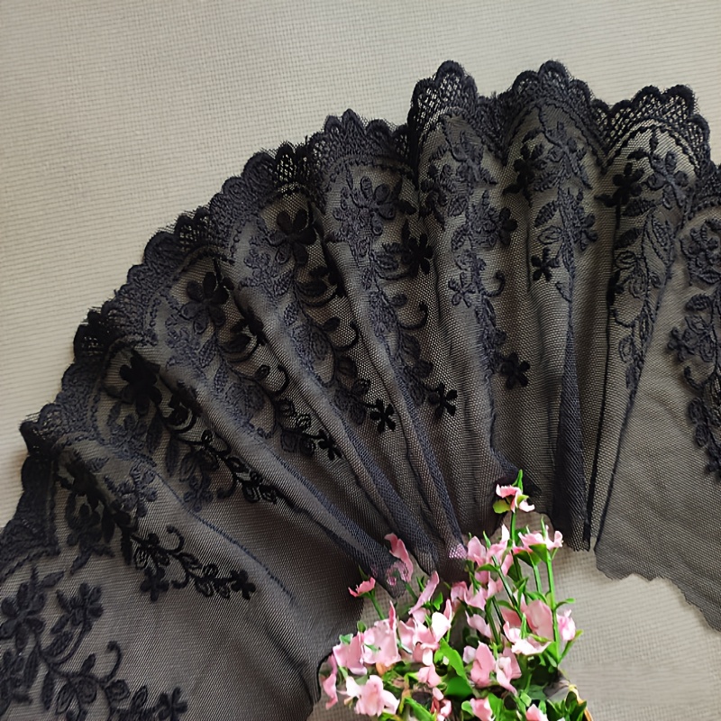 TEMU 1 Yard de Dentelle en Brodée pour Robe de Mariée, Accessoires Décoratifs pour Vêtements, Rideaux, Canapé, Bande de Dentelle en Brodée avec Filet