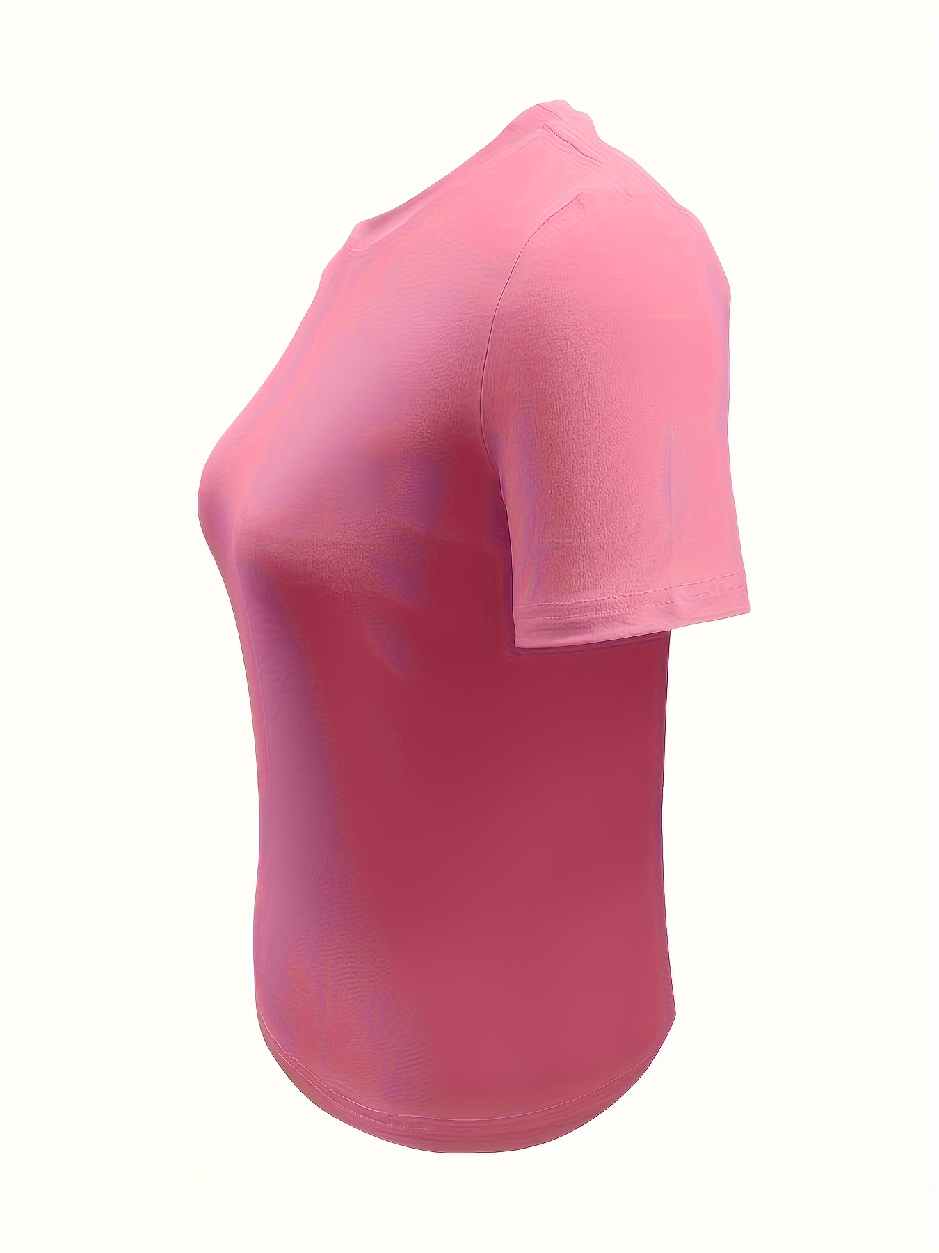 Solid Color Crew Neck T-Shirt, Casual Short Sleeve Top For Spring & Summer, Women's Clothing