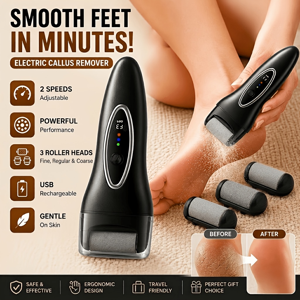 TEMU Electric Foot File, Automatic Remover, Portable Electric Foot Care One-button Control, Electric Pedicure Tool, Suitable For Treating Hard Skin