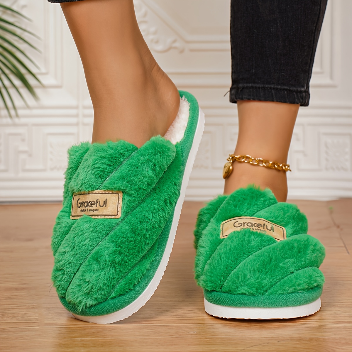 TEMU New Autumn/winter Men's And Women's Fluffy Slippers, Suitable For Home, Office, Travel, And As Gifts. Available In Multiple Colors. Comfortable