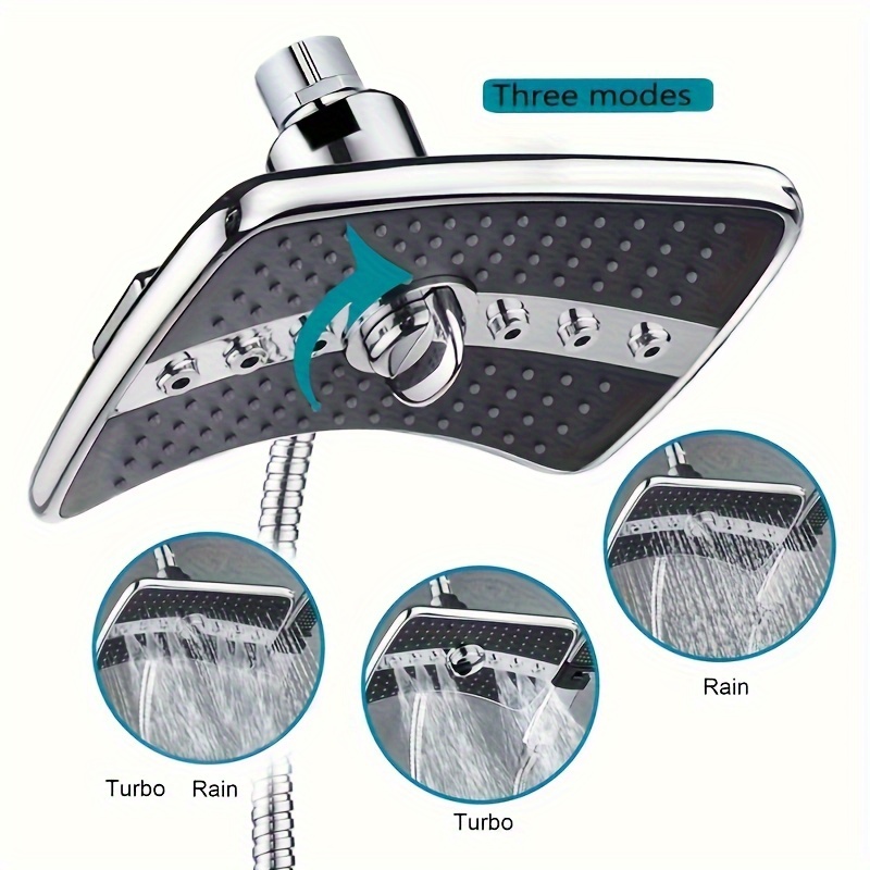 

1pc High Pressure Shower Head, Rectangular Multi-function Rainfall Sprayer, Adjustable Spray Modes, Bathroom Rainfall Shower Head