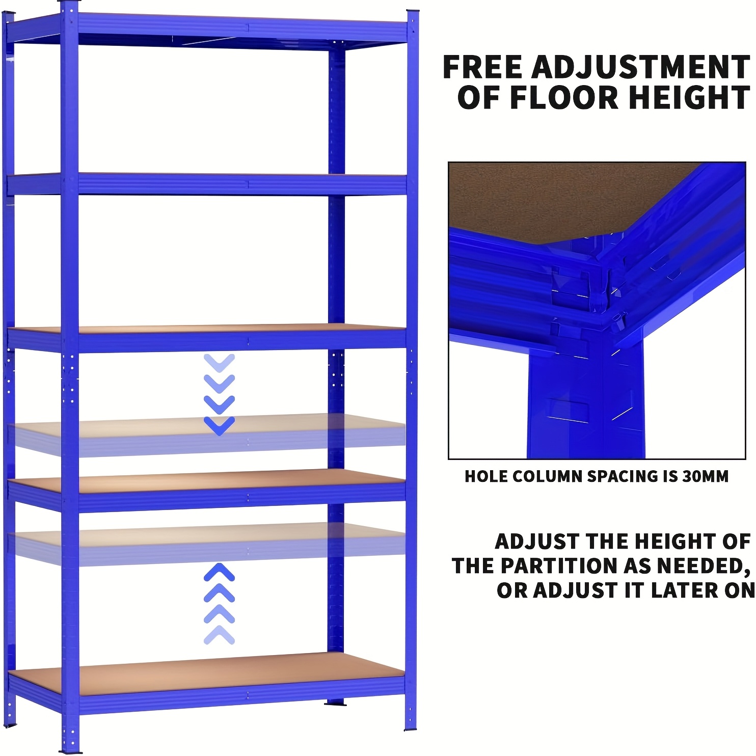 5-Tier Heavy-Duty Racking, Bolt-Free Industrial Storage Rack