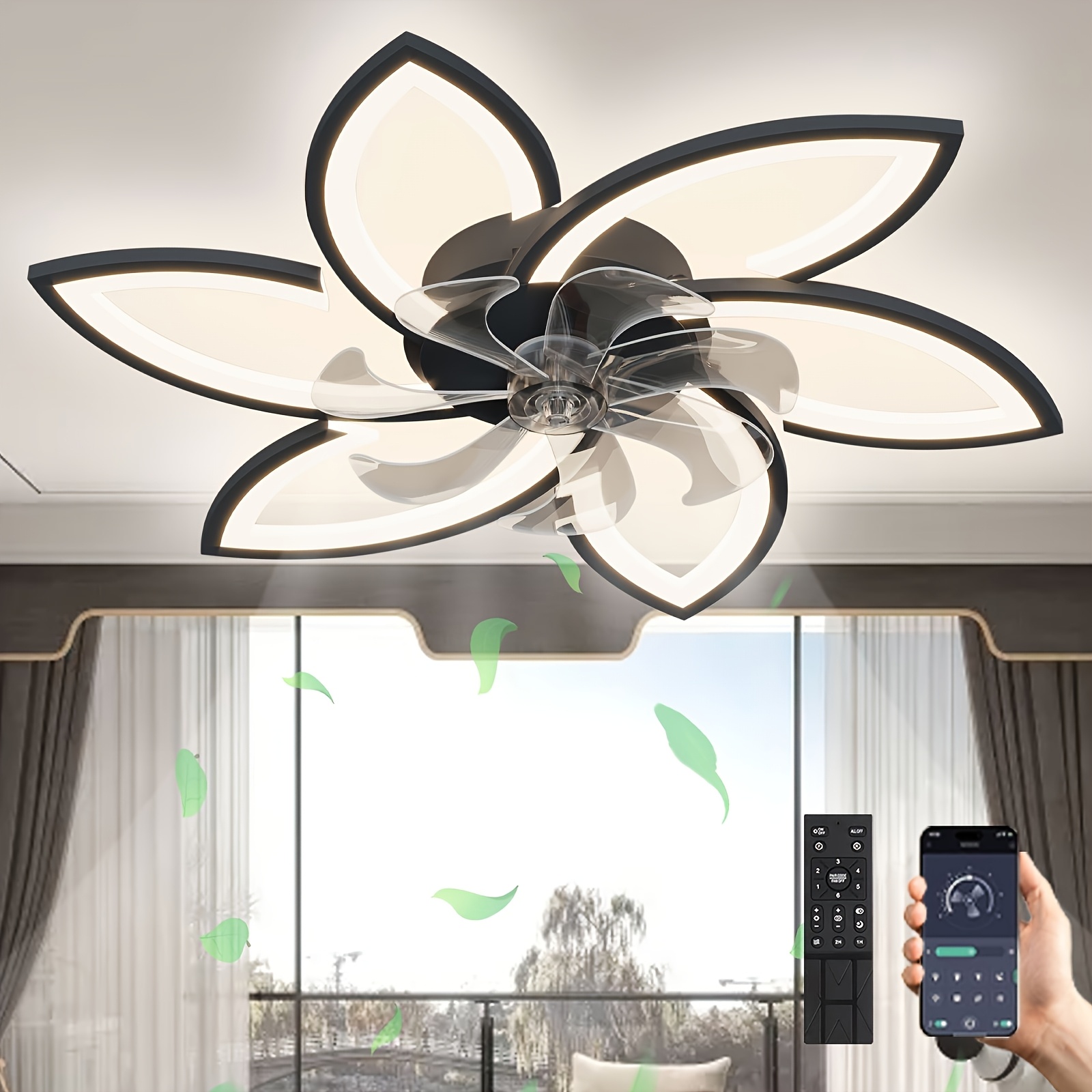 Led Ceiling Fan With Lighting, Dimmable Ceiling Light With Fan, Quiet Reversible Ceiling Fan With Lamp For Living Room, Bedroom, Dining Room