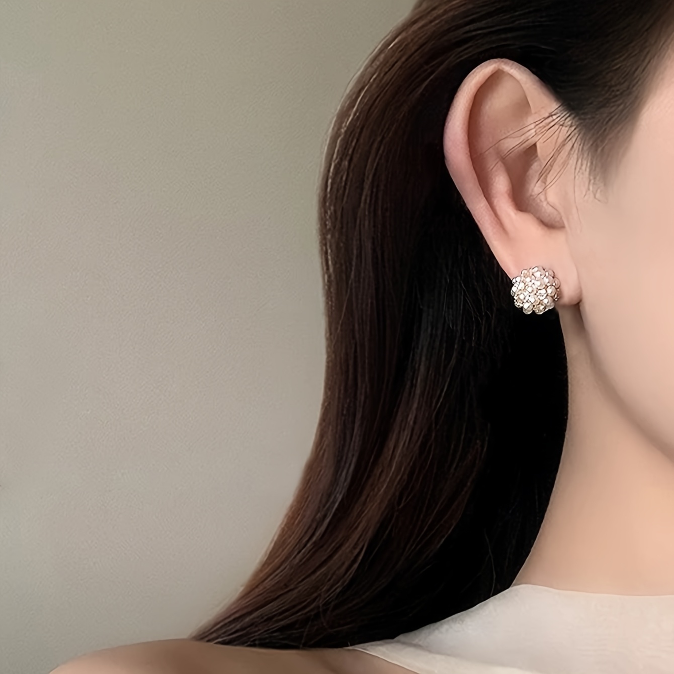 Hydrangea Floral Stud Earrings with Sparkling Zirconia