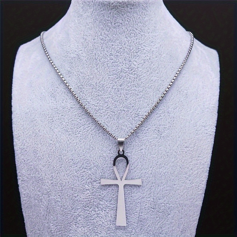 Stainless Steel Ankh Cross Pendant Necklace