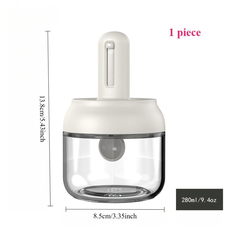 TEMU 1pc 9.47oz Glass Spice Jar With Retractable Spoon, Kitchen Moisture-proof Spice Container, Sealed Spoon-lid Combo To Prevent Spices From Damp