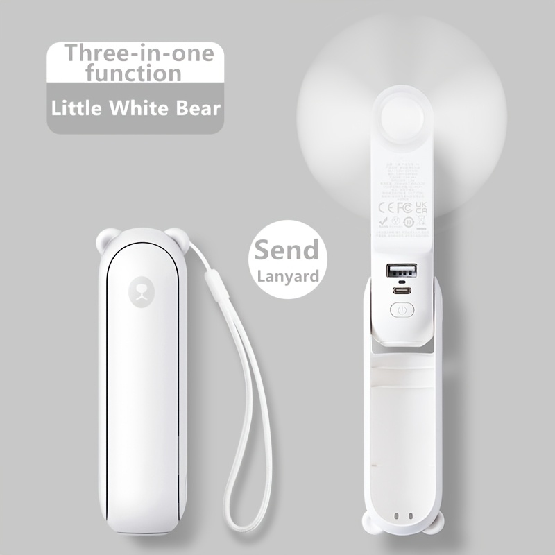 Portable Handheld Fan with Illuminated Night Light, MINI Power Bank, 1200mAh Lithium Battery, USB Charging, 2-Speed Adjustable, Foldable Design. Suitable for Home, Office, Outdoor, and Travel Use. An Ideal Gift for Female Friends