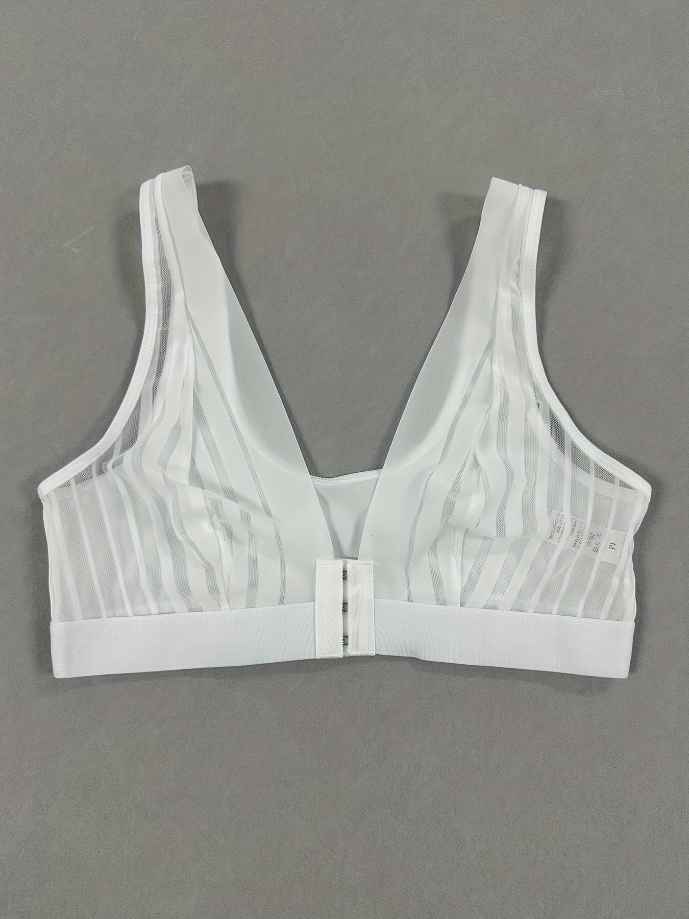 Gestreepte mesh push-up bh met sluiting aan de voorkant