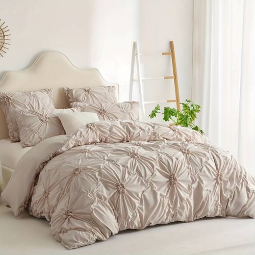 3pcs bohemian stereoscopic flower plain colour quilt cover set 1 duvet cover 2 pillowcase without pillow core bedroom decoration soft breathable large size and increase the size of the bed