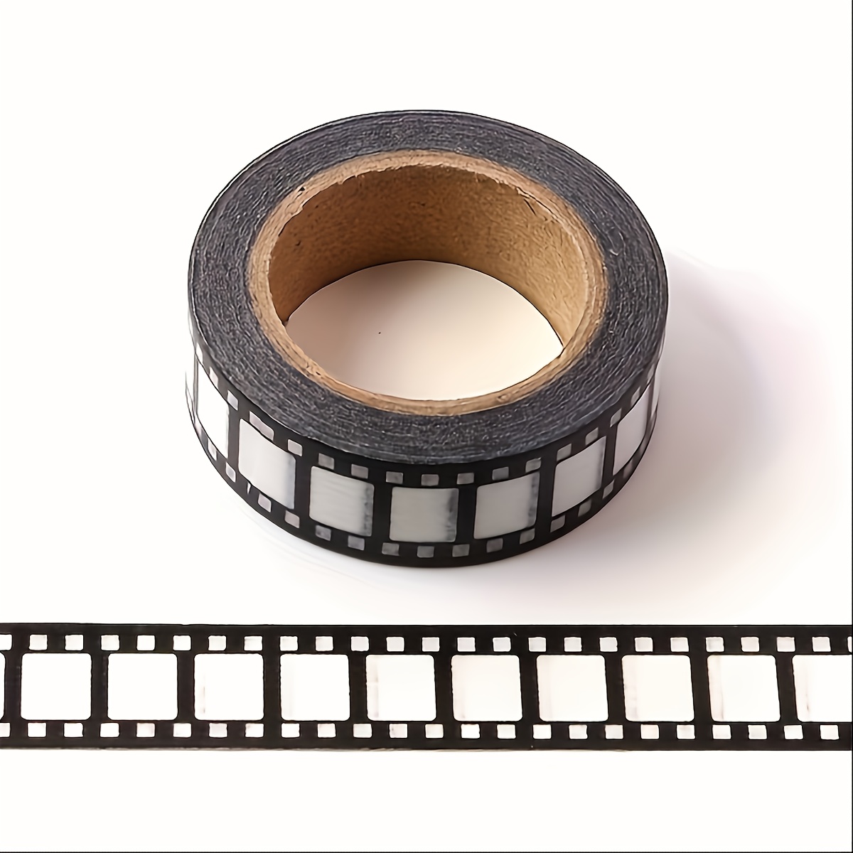 Image of 1pc Vintage Film Reel Washi Tape, Movie Strip Design, 0.59in Wide X 32.8ft Long - Ideal For Diy Journals & Scrapbooking,diary Sticker, Notebook Stickers Supplies Scrap Book