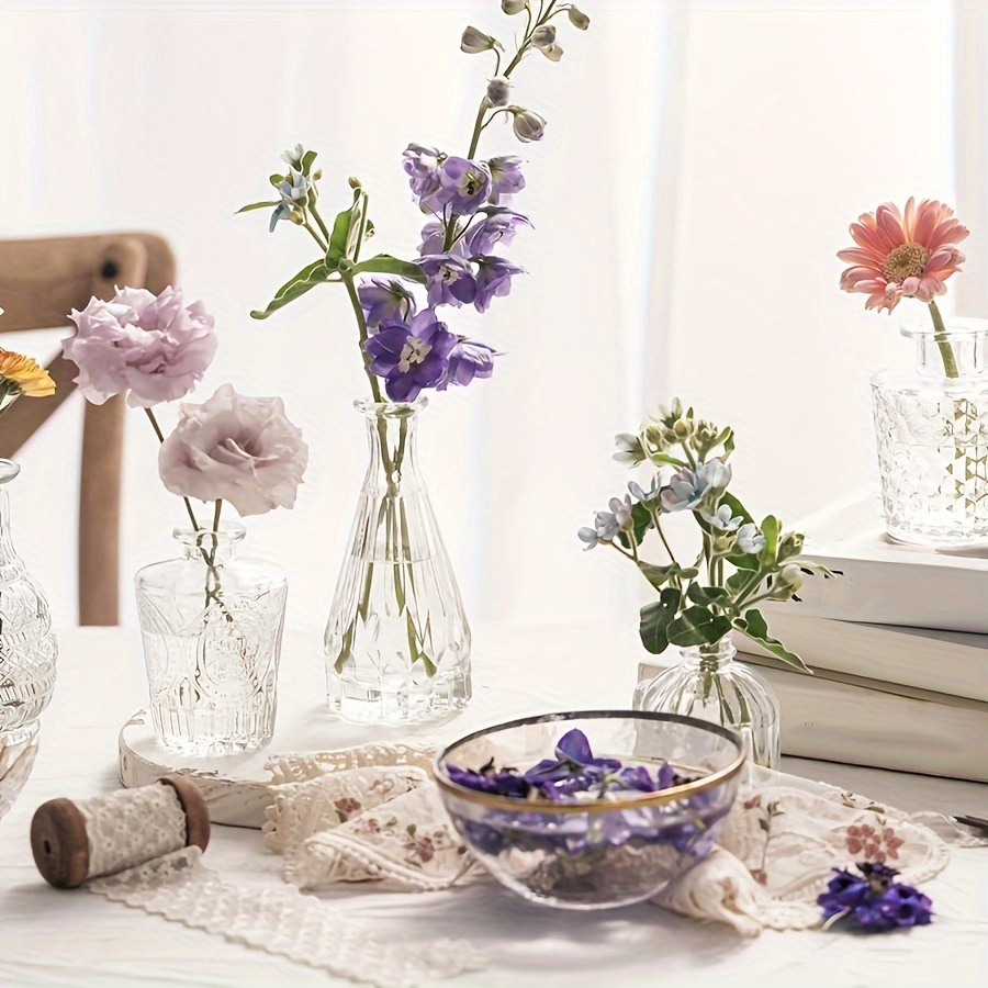 10 20pcs transparent simple relief   vase set suitable for wedding home dining table party decoration glass vase 6