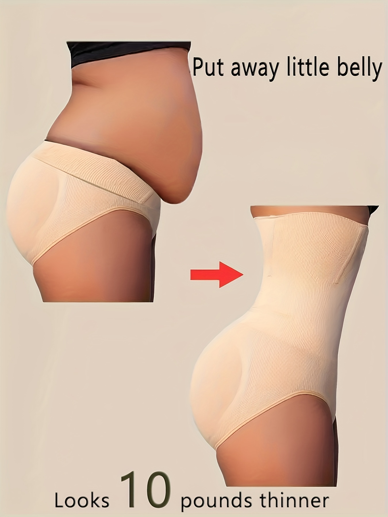 [Looks 4.54 KG thin]1pcs of Women's high-waisted shapewear - apricot and black, abdominal control and buttock lift, smooth stretch fabric, solid stripe details, daily body contouring and buttock lift | Summer skinny | Thin leggings