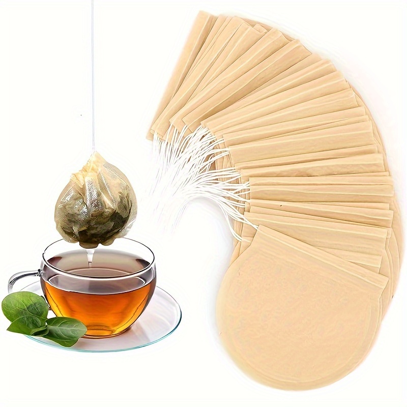 

100pcs, Disposable Tea Filter Bags, Natural Unbleached Paper Coffee Strainers, Round Tea Bags With Drawstring, For Loose Leaf Tea And Coffee Brewing
