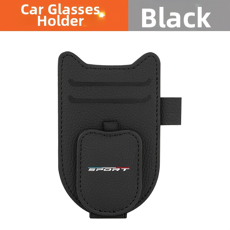 TEMU Magnetic Car Glasses Holder And Card Holder With Sporty Fashion, Faux Visor Organizer, Universal Sunglasses Clip, Auto Eyeglasses Storage Pouch,
