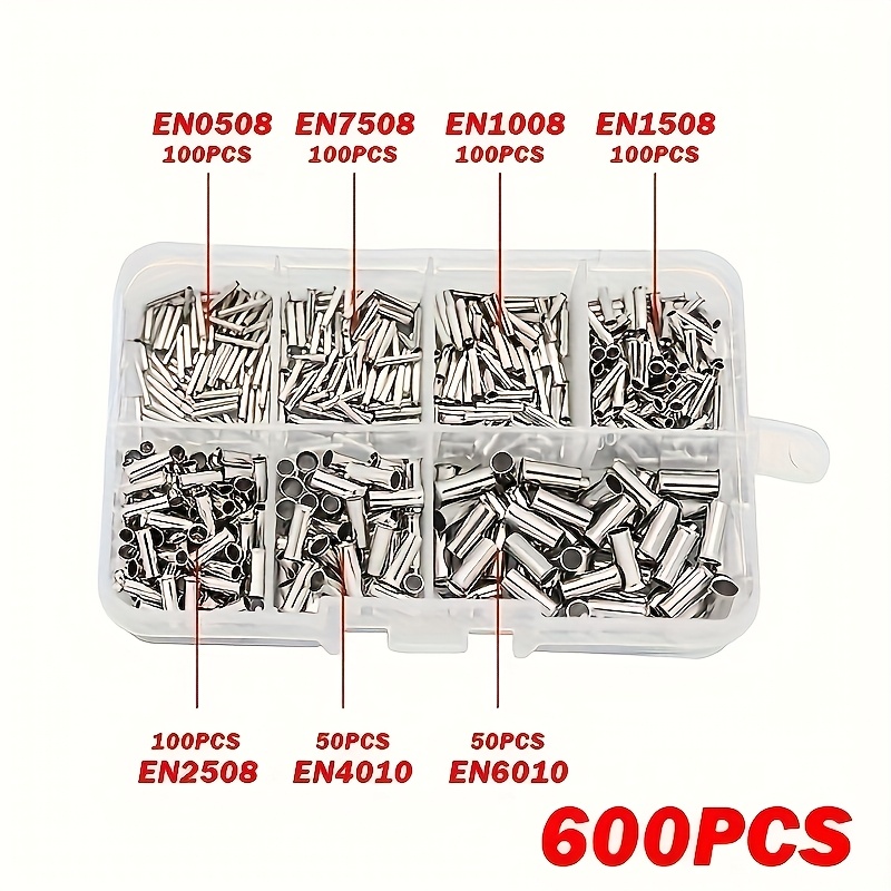 TEMU 600/1950pcs Non-insulated Crimping Terminals 0.5-6mm² Mixed Size Wire And Cable Connectors