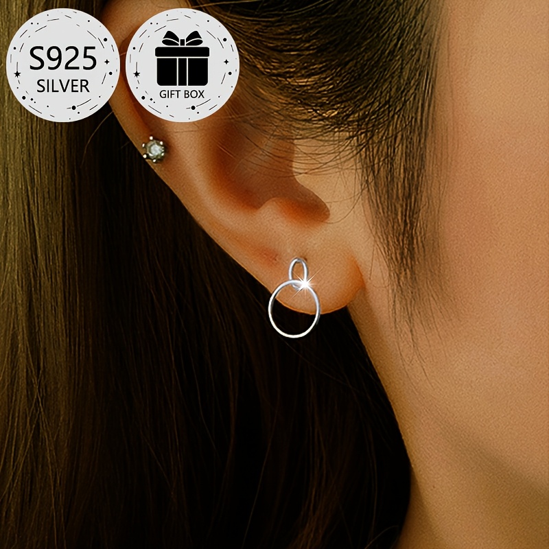 2pcs Geometric Circle Earrings 925 Silver 0.5g