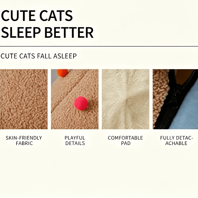 cute shaped house pet nest   enclosed cat villa cat hideaway shelter warm closed pet bed for winter suitable for cats small dogs Product details 5