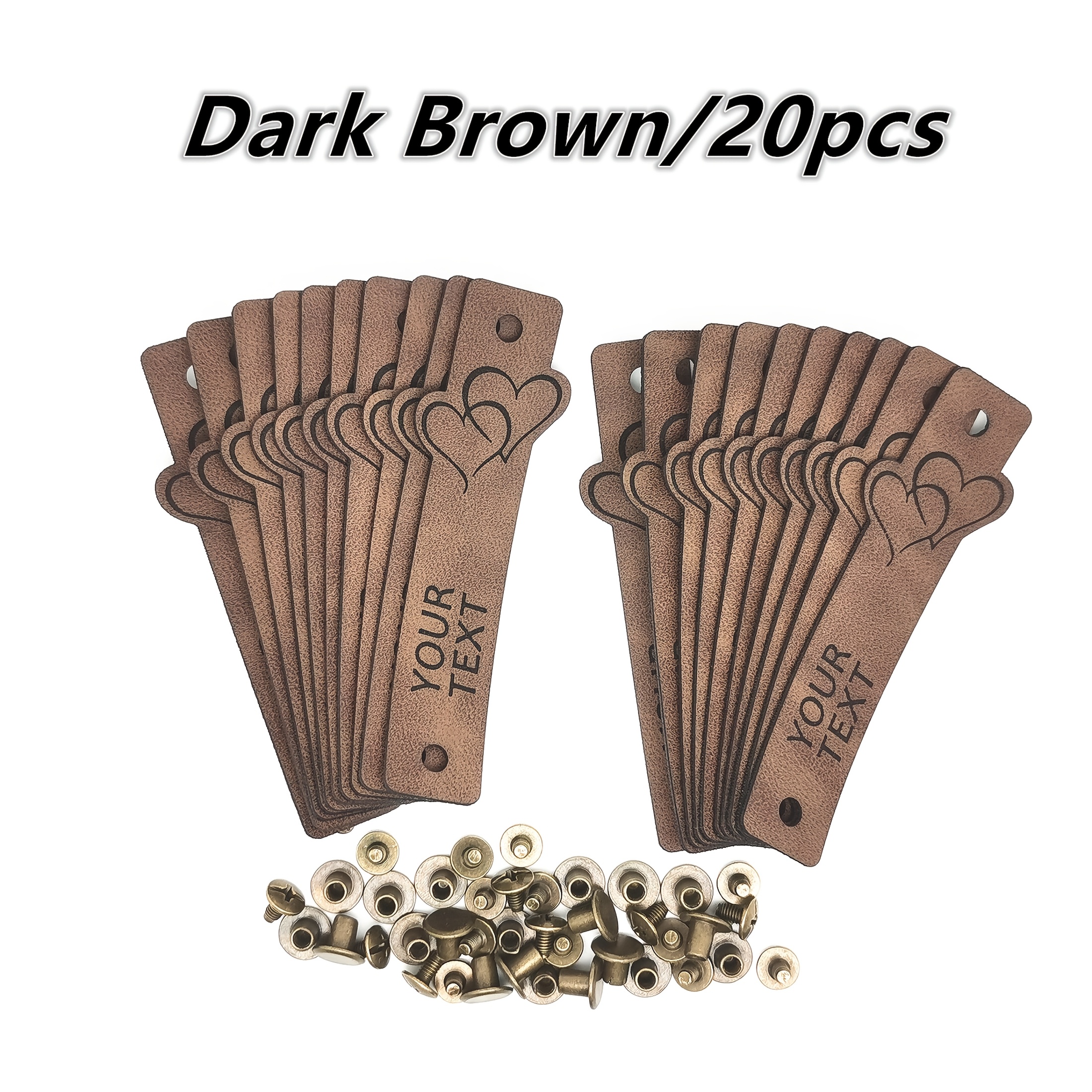 Custom 20/40pcs Large Tags With Design, Personalized Content, Name Customization, Includes Big Rivet For Crafting: retailer-supplied image