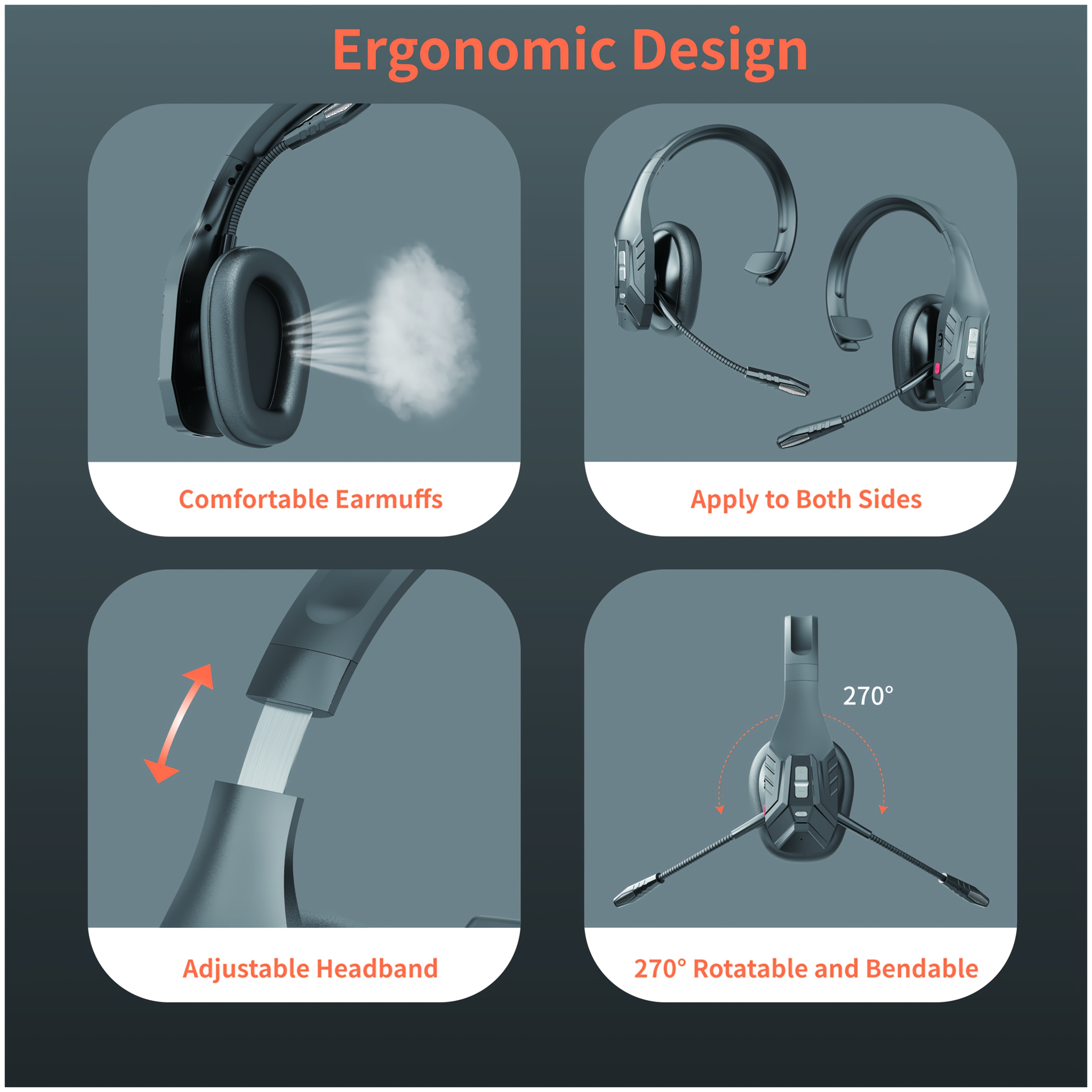 Trucker Bluetooth Headset V5.0, Wireless Headset with Noise Canceling&Mute Microphone for Cell Phones, On Ear Bluetooth Headphone for Computer, Zoom Meetings, Skype, Home Office