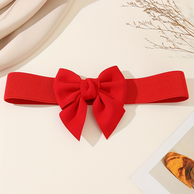 Image of 1pc Women's Large Bow High-elastic Waist Belt High-waist Suitable For Spring Summer Dresses Daily Decor