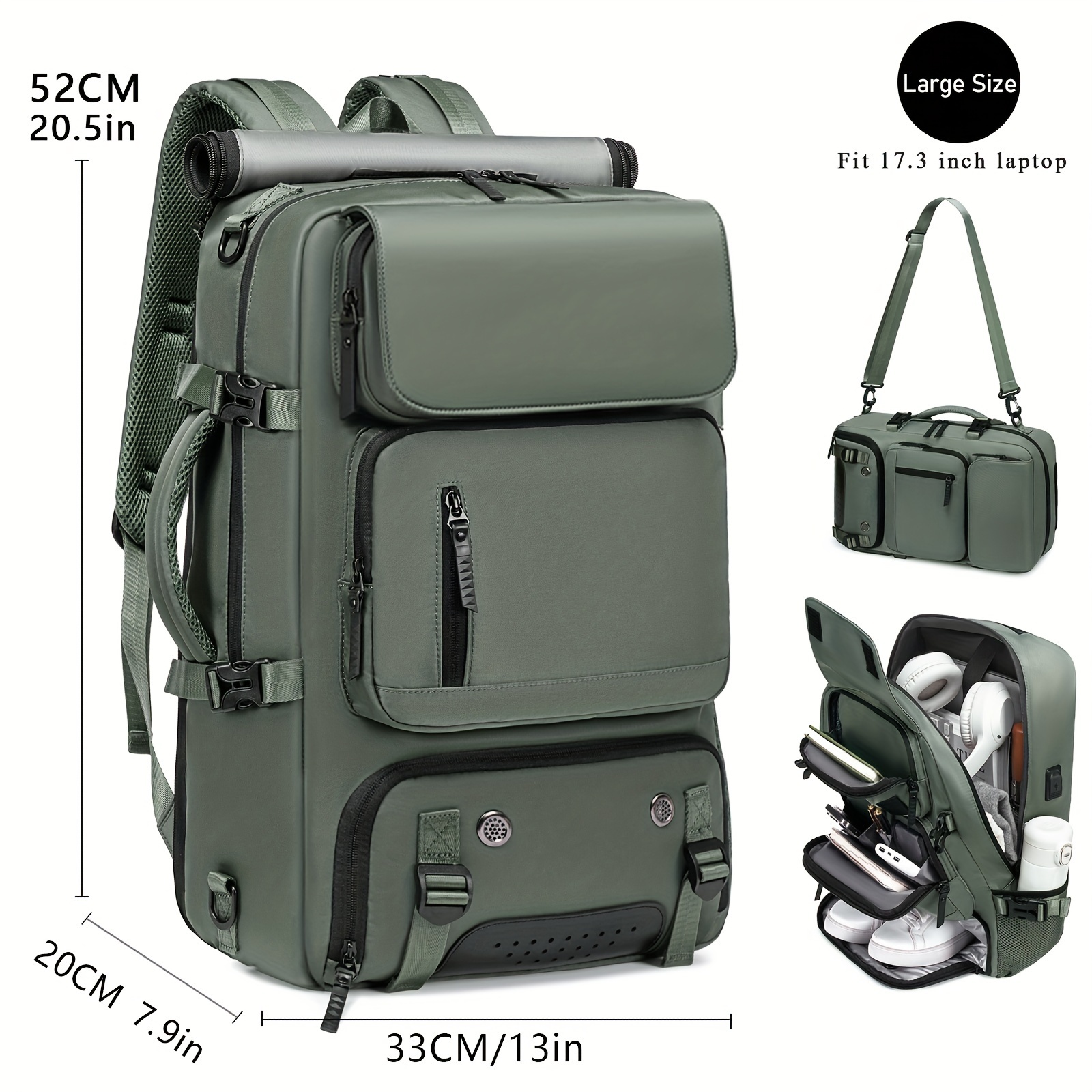 1pc Bolso de Viaje para Hombres, Bolso de Gran Capacidad para Senderismo, Bolso Multifuncional para Negocios y Computadora, Bolso Impermeable con Bolso para Tenis - Imagen 9