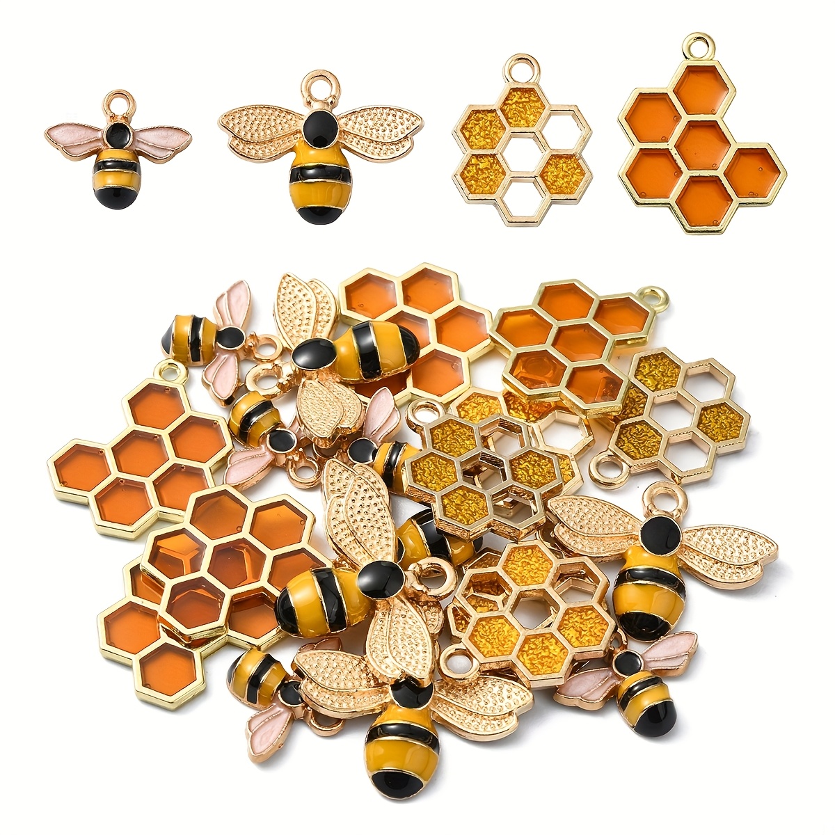 20 Assorted Color And Style Alloy Bee Hive Pendants For Jewelry Additions, Suitable For Making Bracelets And Necklaces