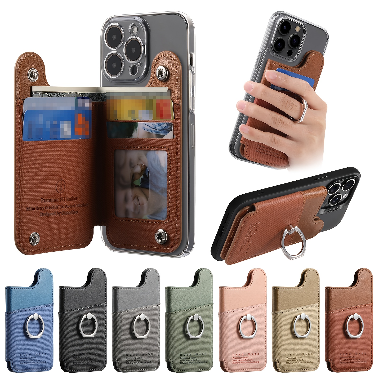 1pc Flip-cover Card Holder Phone Case, Card Sleeve Sticker, Portable Card  Slot Wallet Style, Can Hold Multiple Cards, Anti-skimming Card Holder with  Finger Ring and Desktop Stand