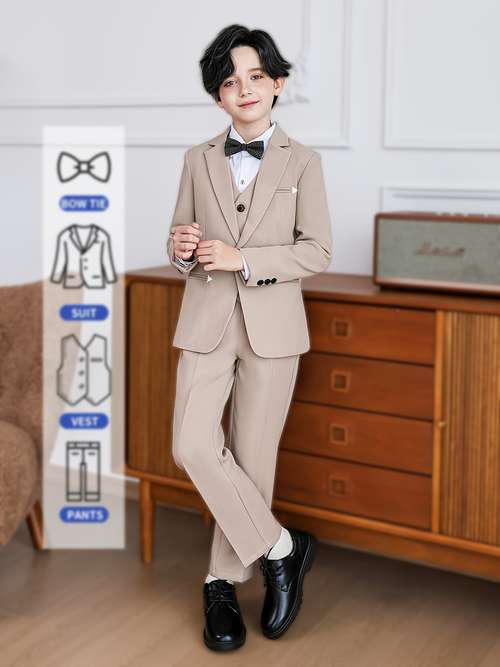 Boys Suit 3 Piece Slim Fit Kids Tuxedo Suit Formal Wedding